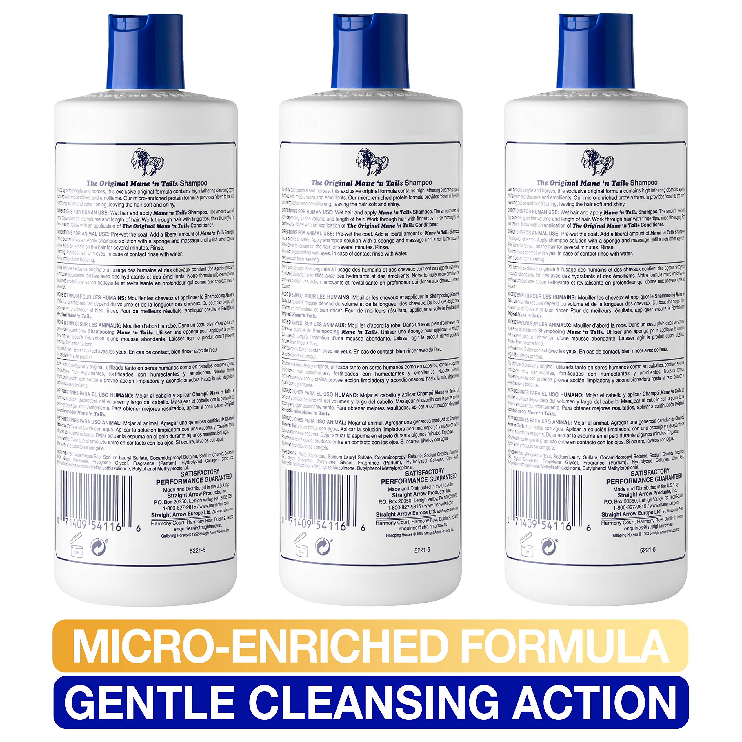 Mane 'n Tail in-shower scene with 3-pack display on shelf.