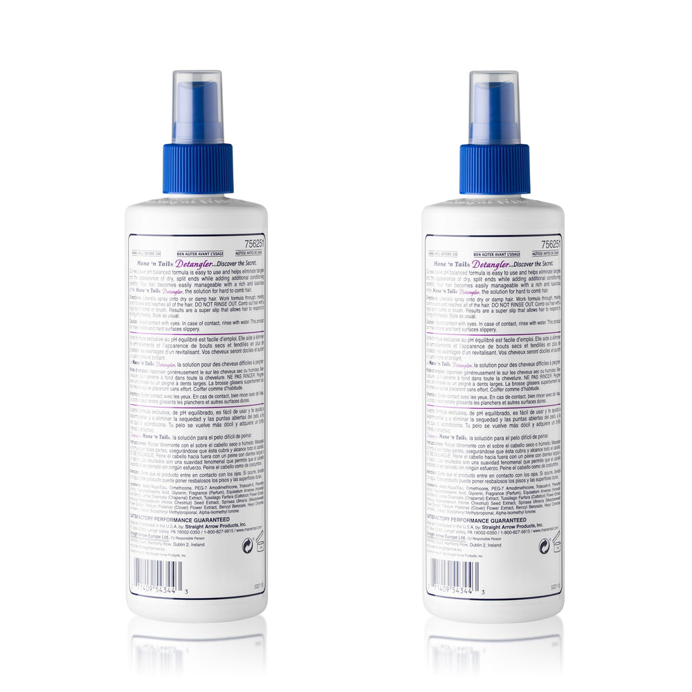 Mane 'n Tail spray close-up on hair demonstrating smooth combing and reduced pulling