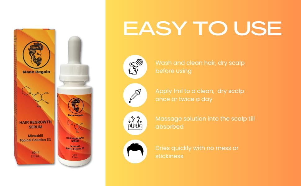 Mane Regain unscented topical solution bottle for easy daily use