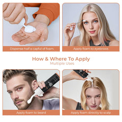 The Mane Solution Mane Minoxidil Blend Foam drying on scalp highlights fast drying.