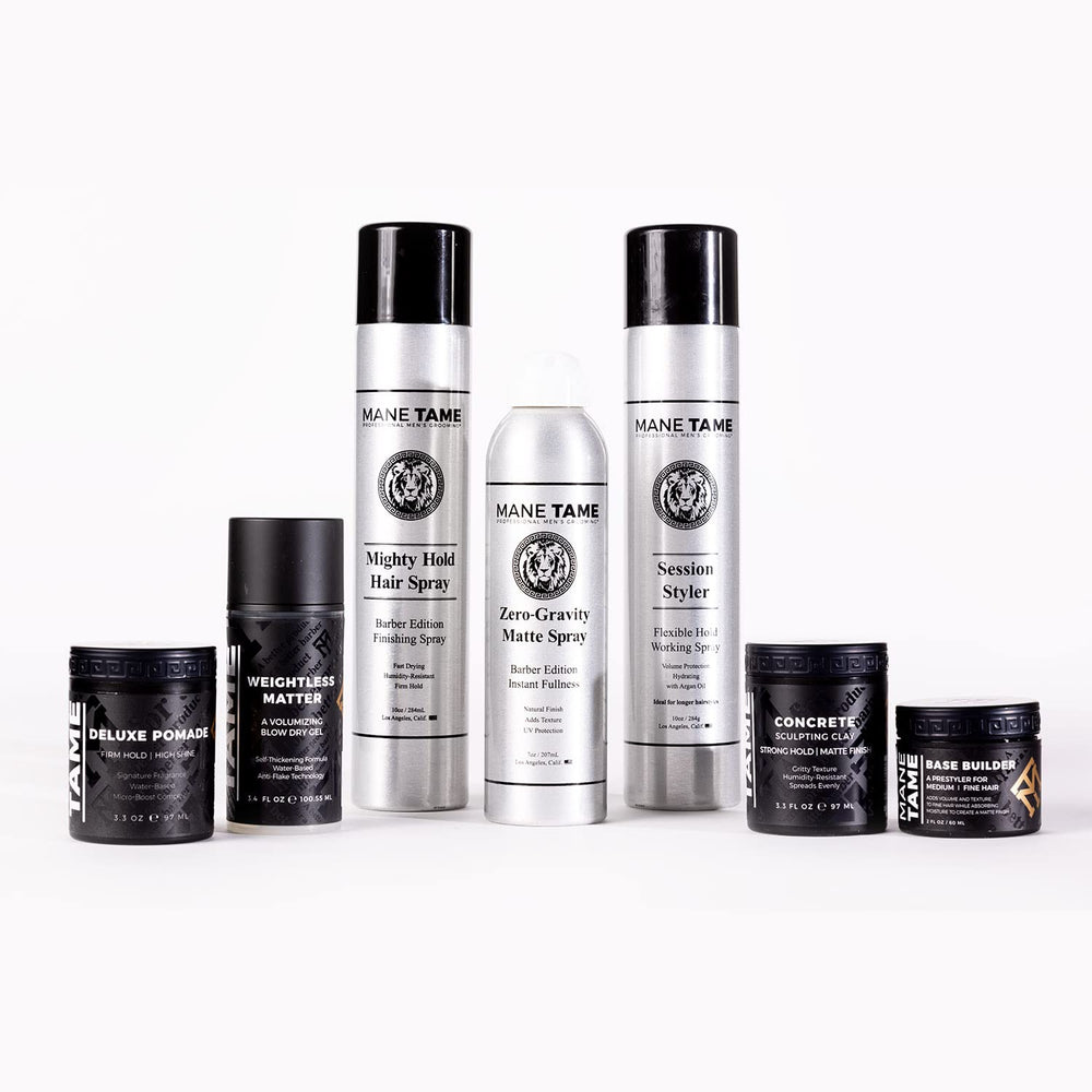 Mane Tame Weightless Matter professional styling scene highlighting quick, flake-free results.