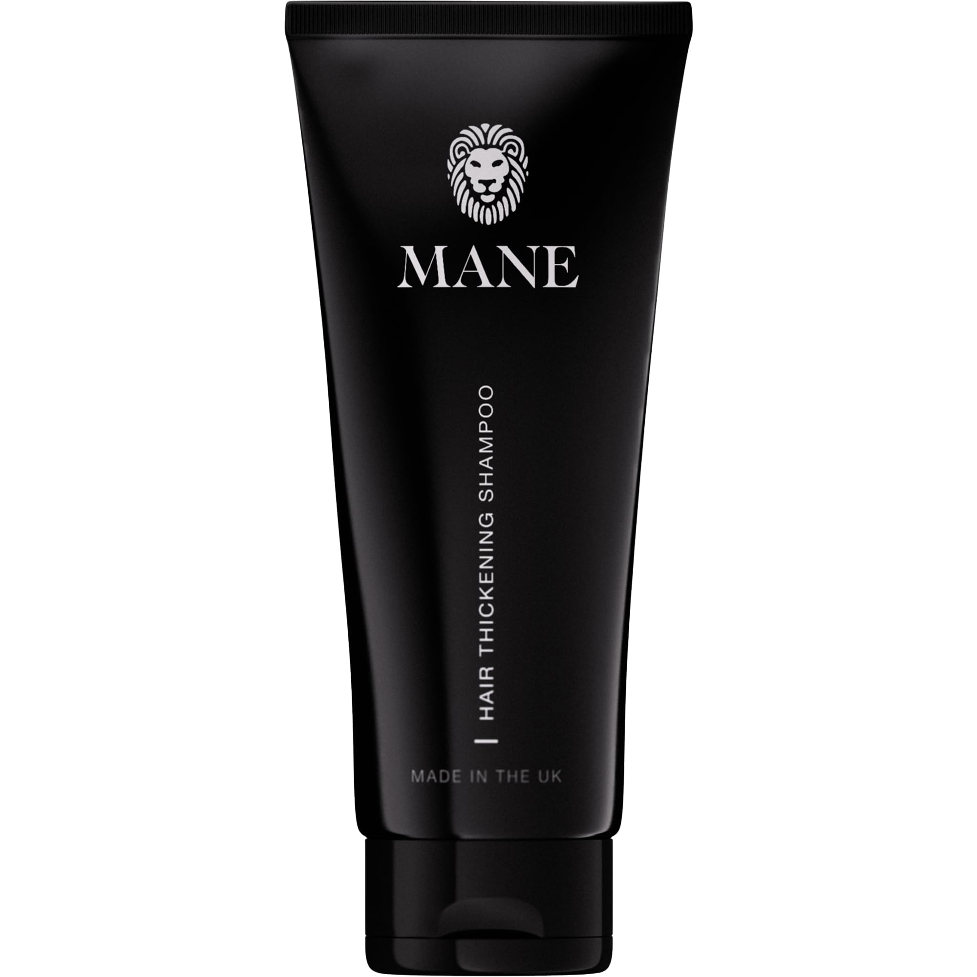 MANE Thickening Biotin Shampoo bottle front view for fuller-looking hair.