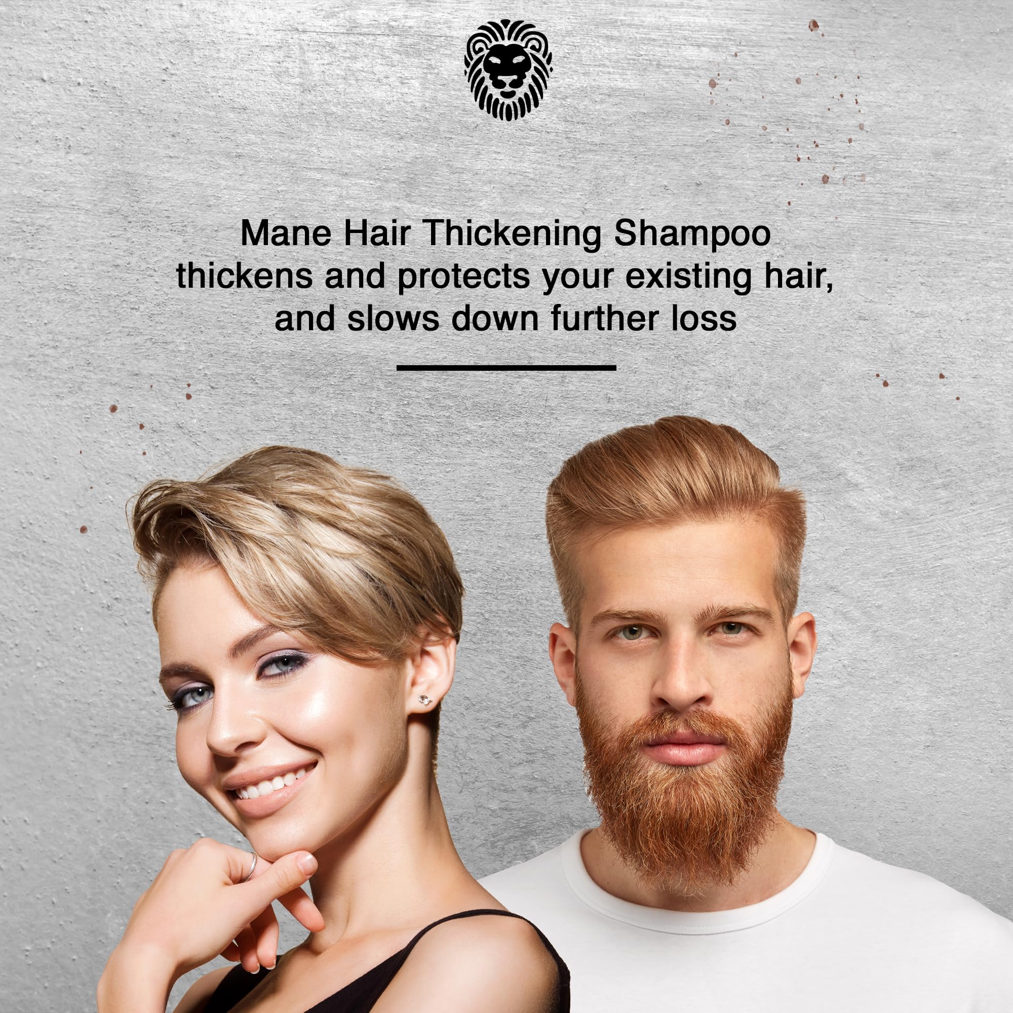 MANE Thickening Biotin Shampoo lather visible on hair.