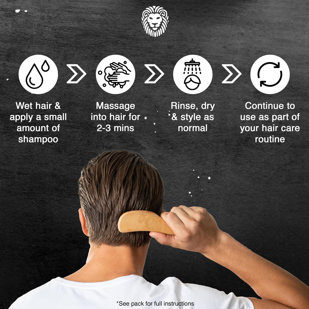 MANE Thickening Biotin Shampoo massaged into damp hair.