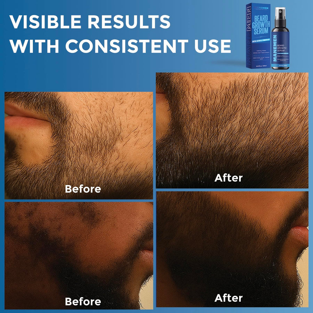 MANEMEN skin-soothing beard care suggests nourished skin with conditioning feel.