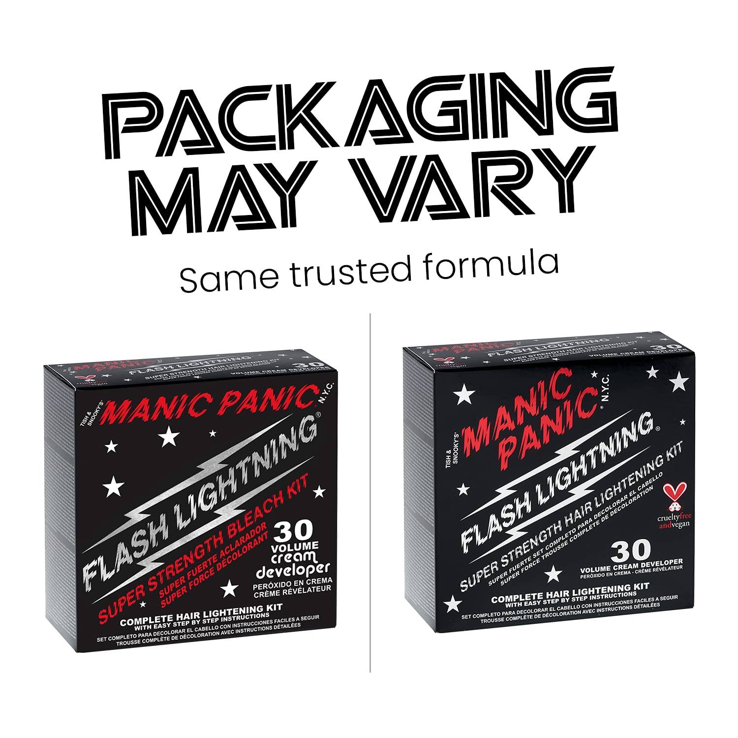 MANIC PANIC 30-volume developer for maximum lift on dark hair toward medium blonde.