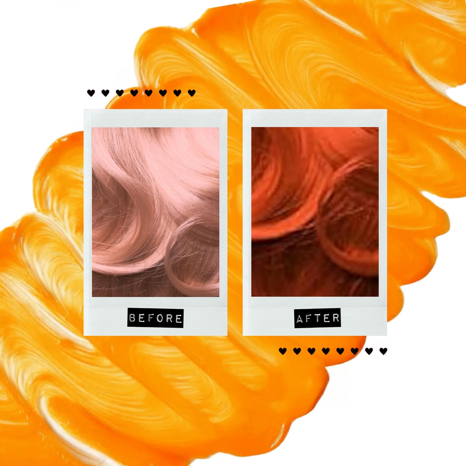 MANIC PANIC color deposit orange close-up shows vivid hue deposit on pre-lightened hair