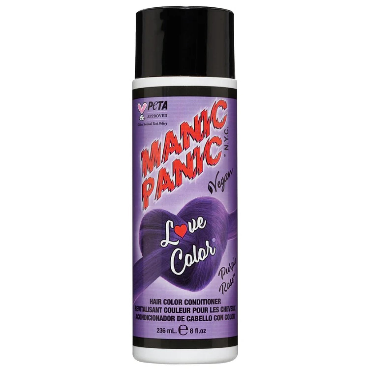 MANIC PANIC Love Color Purple Rose bottle for vibrant color refresh.