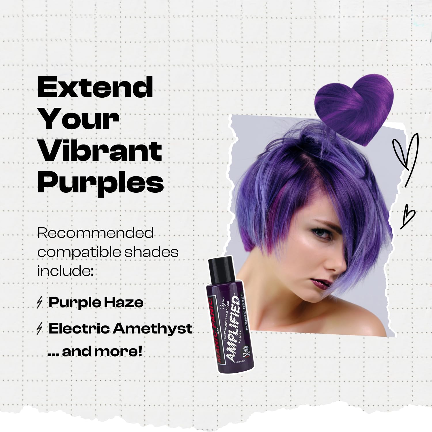 MANIC PANIC Purple Rose conditioner close-up highlighting quinoa and shea formula.
