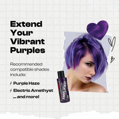 MANIC PANIC Purple Rose conditioner close-up highlighting quinoa and shea formula.