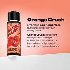 MANIC PANIC Orange Crush application swatch demonstrates quick, even color deposit