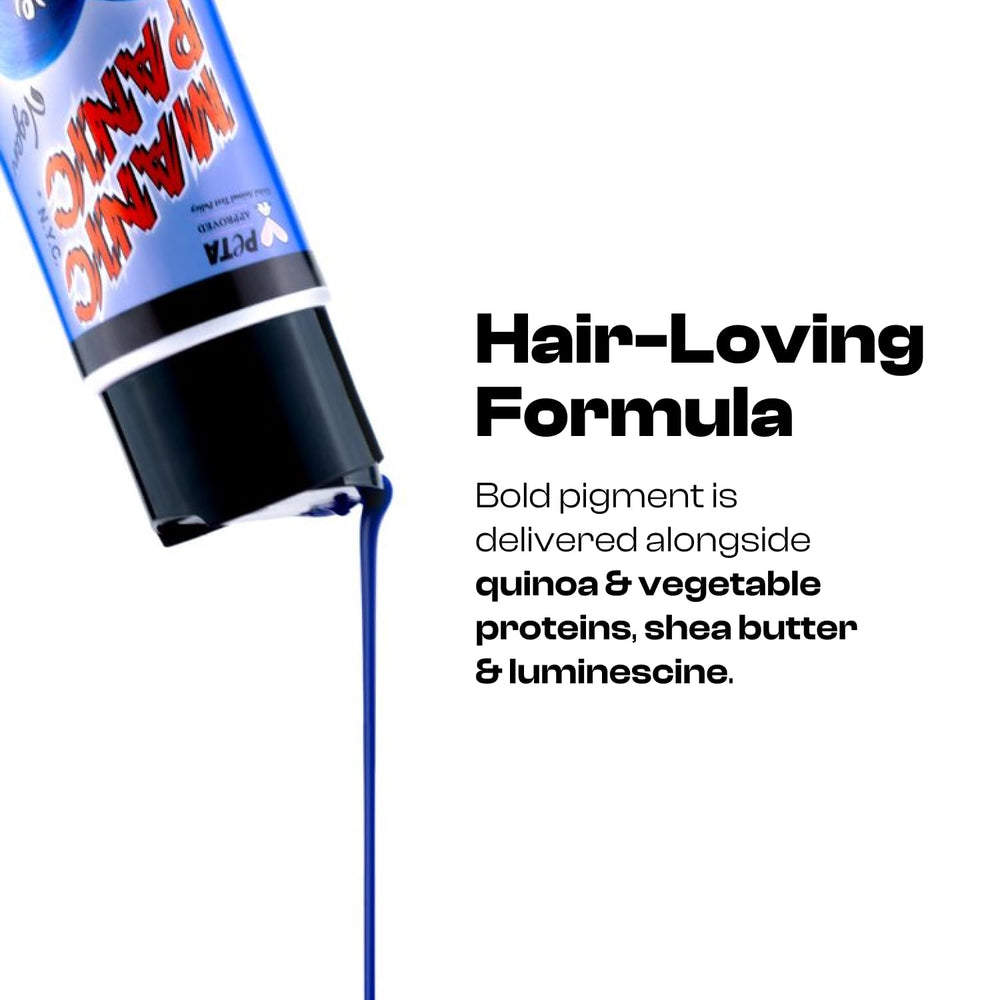 MANIC PANIC quinoa and shea butter ingredients image highlights nourishing conditioning formula