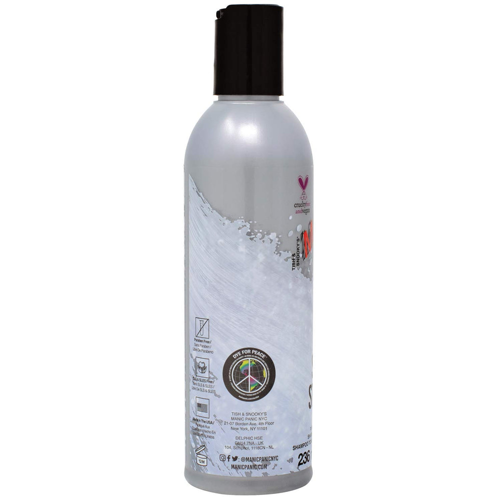 MANIC PANIC Silver Stiletto Shampoo color-tone focus showing cool-toned results