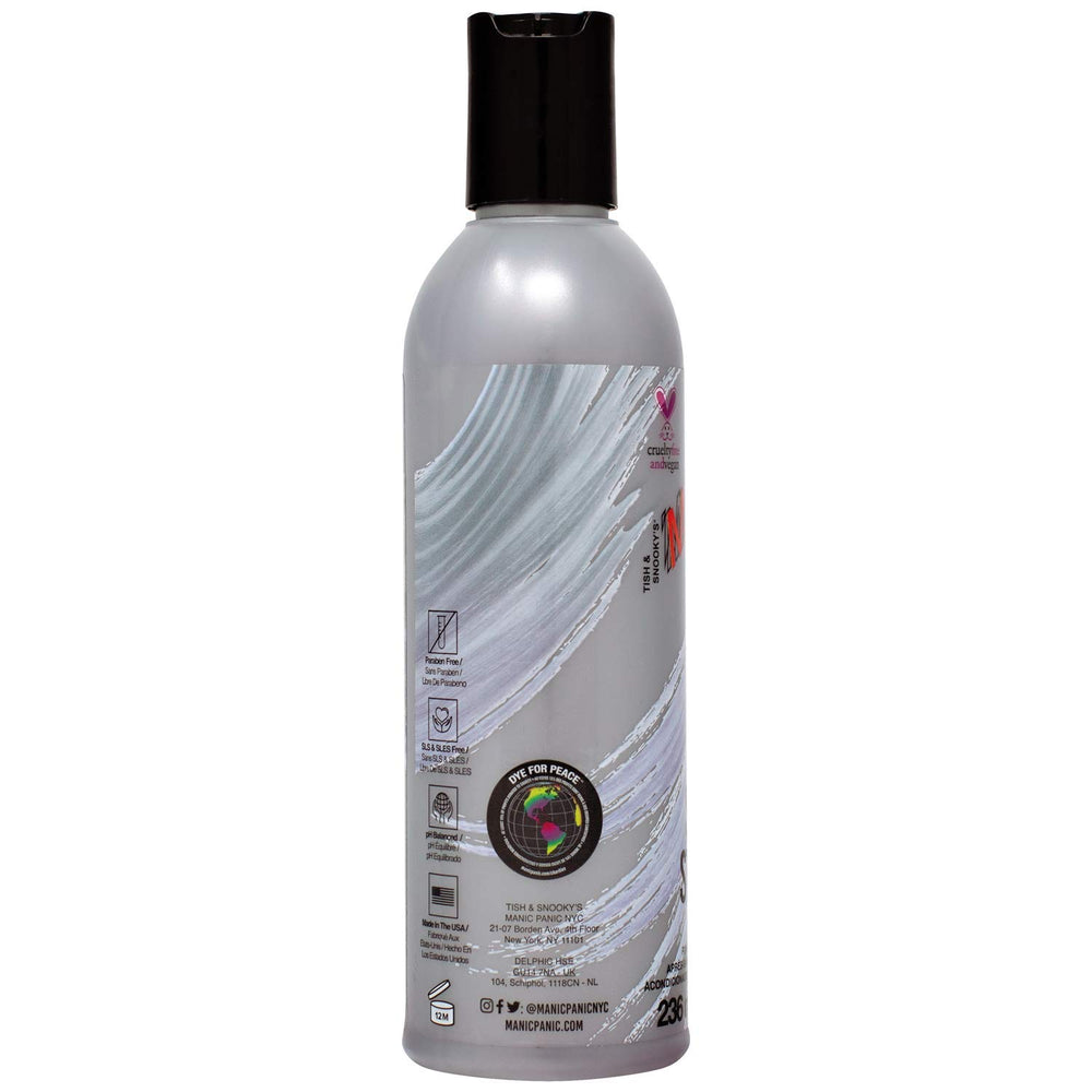 MANIC PANIC Silver Stiletto Hair toning application shows even coverage