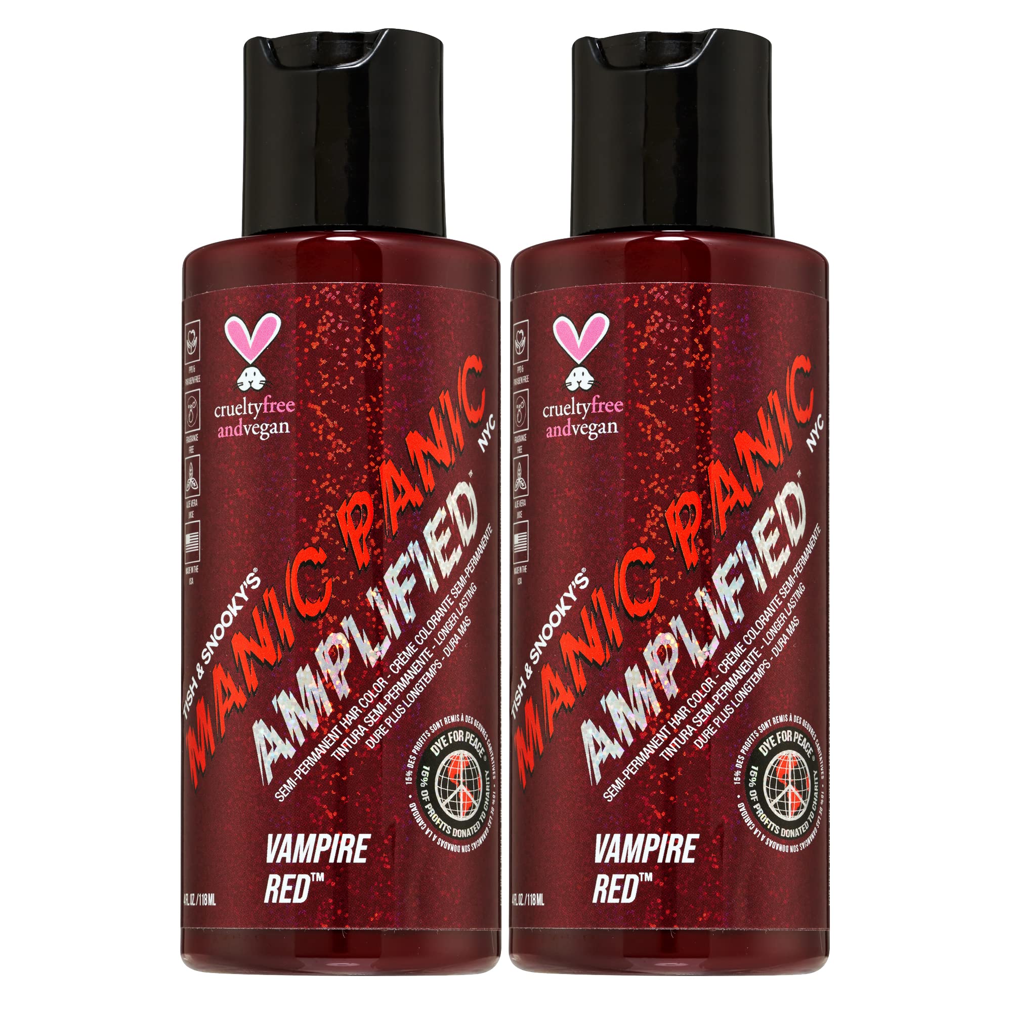 MANIC PANIC Vampire Red Amplified bottle ready for vibrant vegan color