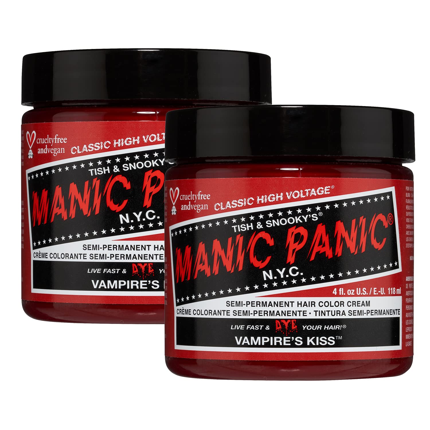 MANIC PANIC Vampire's Kiss bottle showing vibrant medium red color with long-lasting potential.