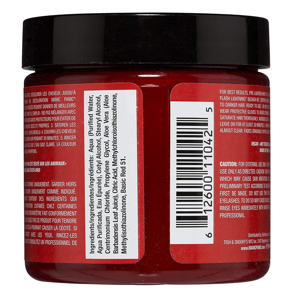 MANIC PANIC Vampire's Kiss jar closeup highlighting rich pigment for bold at-home styles.