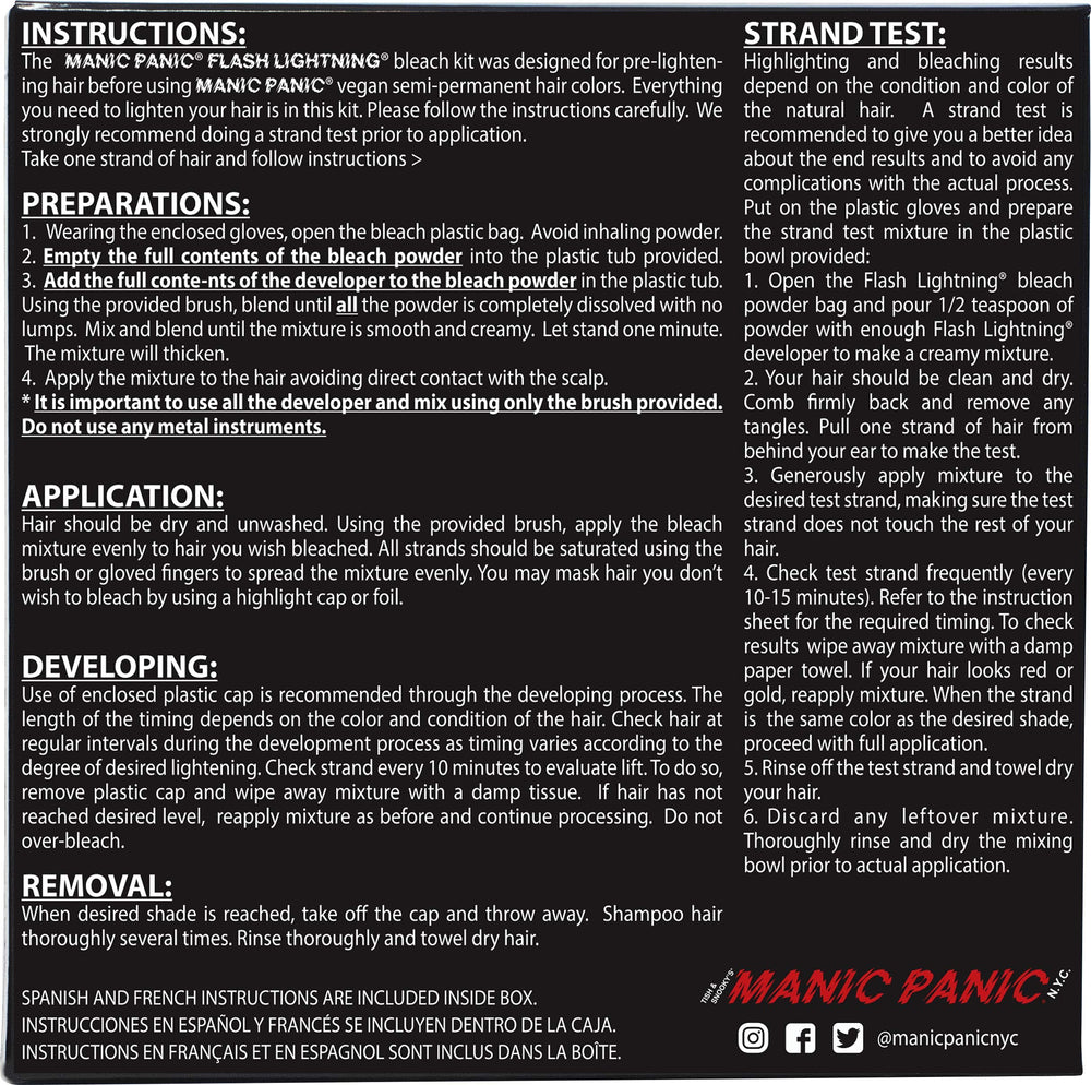 MANIC PANIC vegan and cruelty-free kit label highlighting safety and ethics.