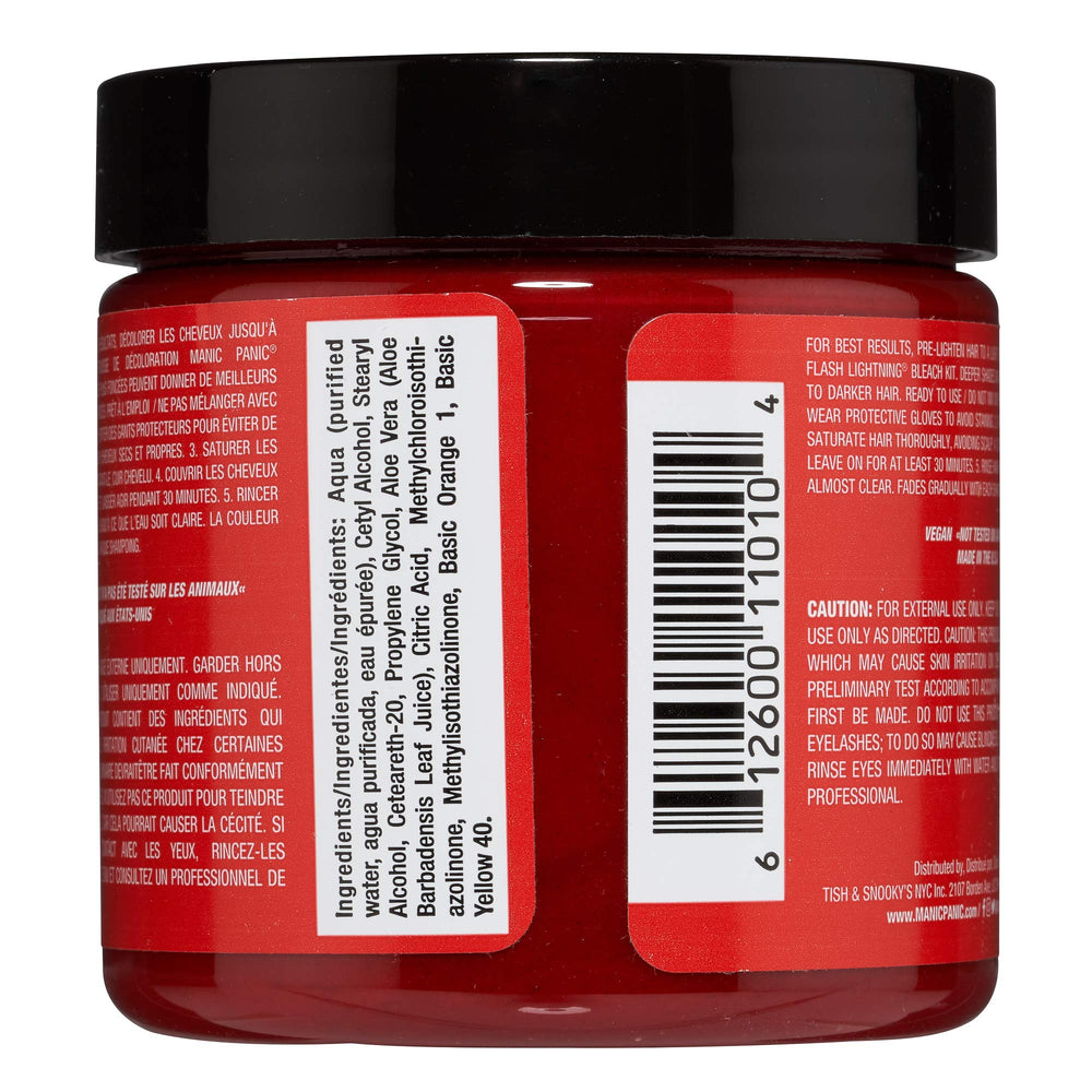 MANIC PANIC Wildfire back of packaging with shade details and vegan formula