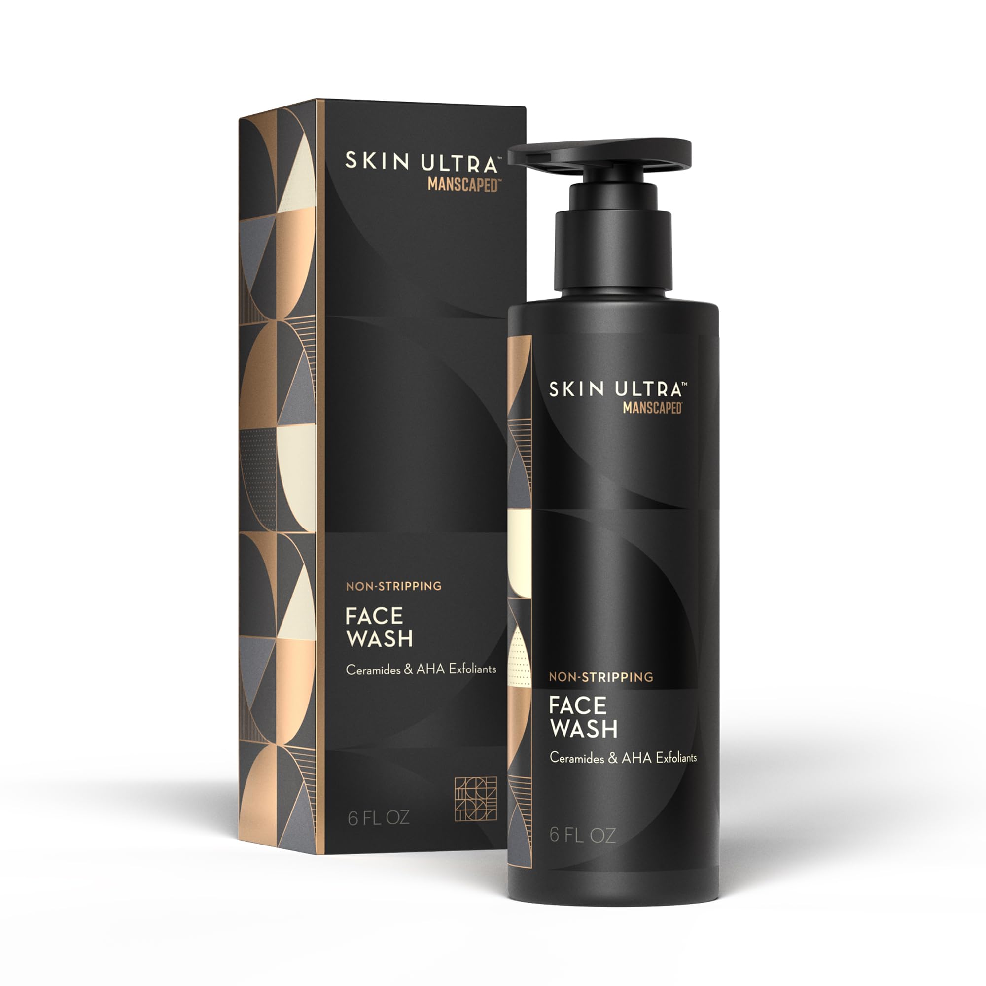 MANSCAPED Skin Ultra Face Wash bottle close-up for daily hydration.