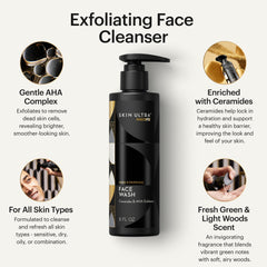 MANSCAPED Skin Ultra Face Wash exfoliating particles highlight gentler exfoliation.
