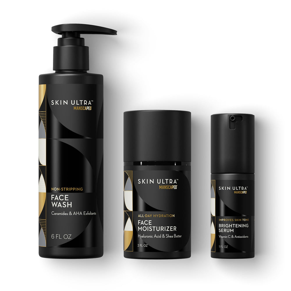 MANSCAPED Skin Ultra Face Wash showing gentle exfoliating formula for brighter skin
