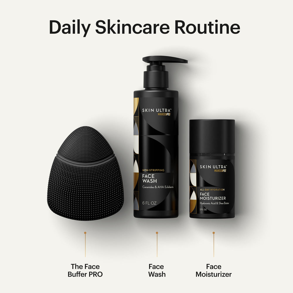 MANSCAPED Skin Ultra Face Wash with ceramides demonstrates foaming cleanse for brighter skin.