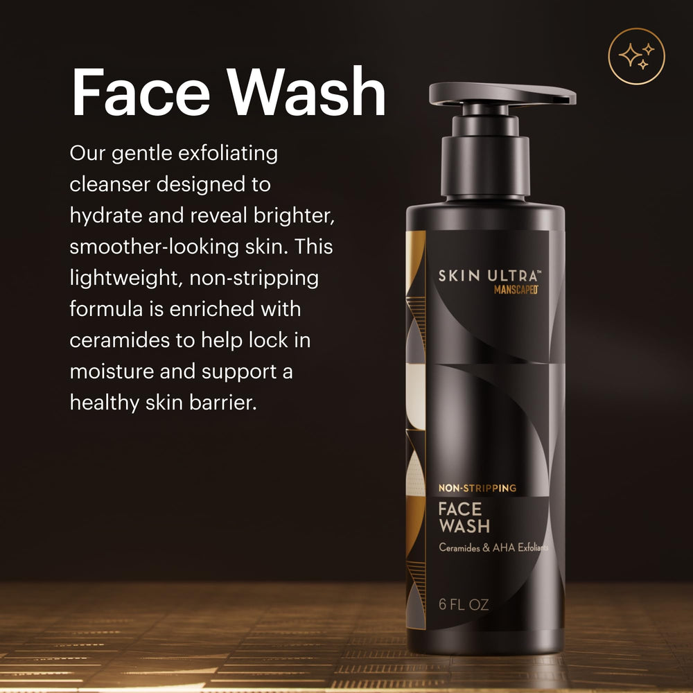 MANSCAPED Moisturizer bottle in hand shows non-greasy, all-day hydration.