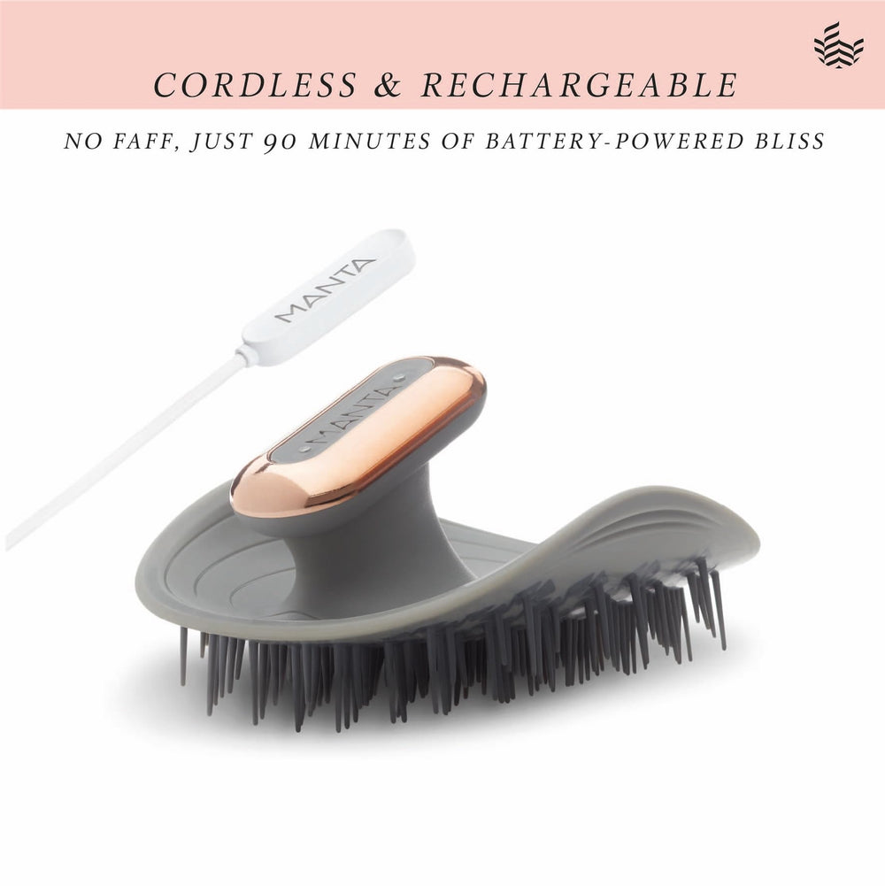 MANTA Pulse battery indicator highlighting up to 90 minutes of cordless use.
