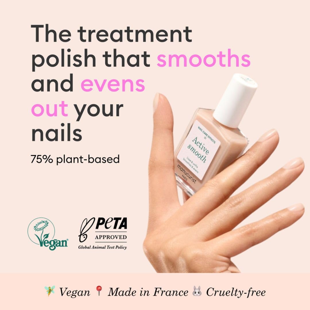 Manucurist Active Smooth 01 application-on-nail shows quick-dry, smoothing coverage