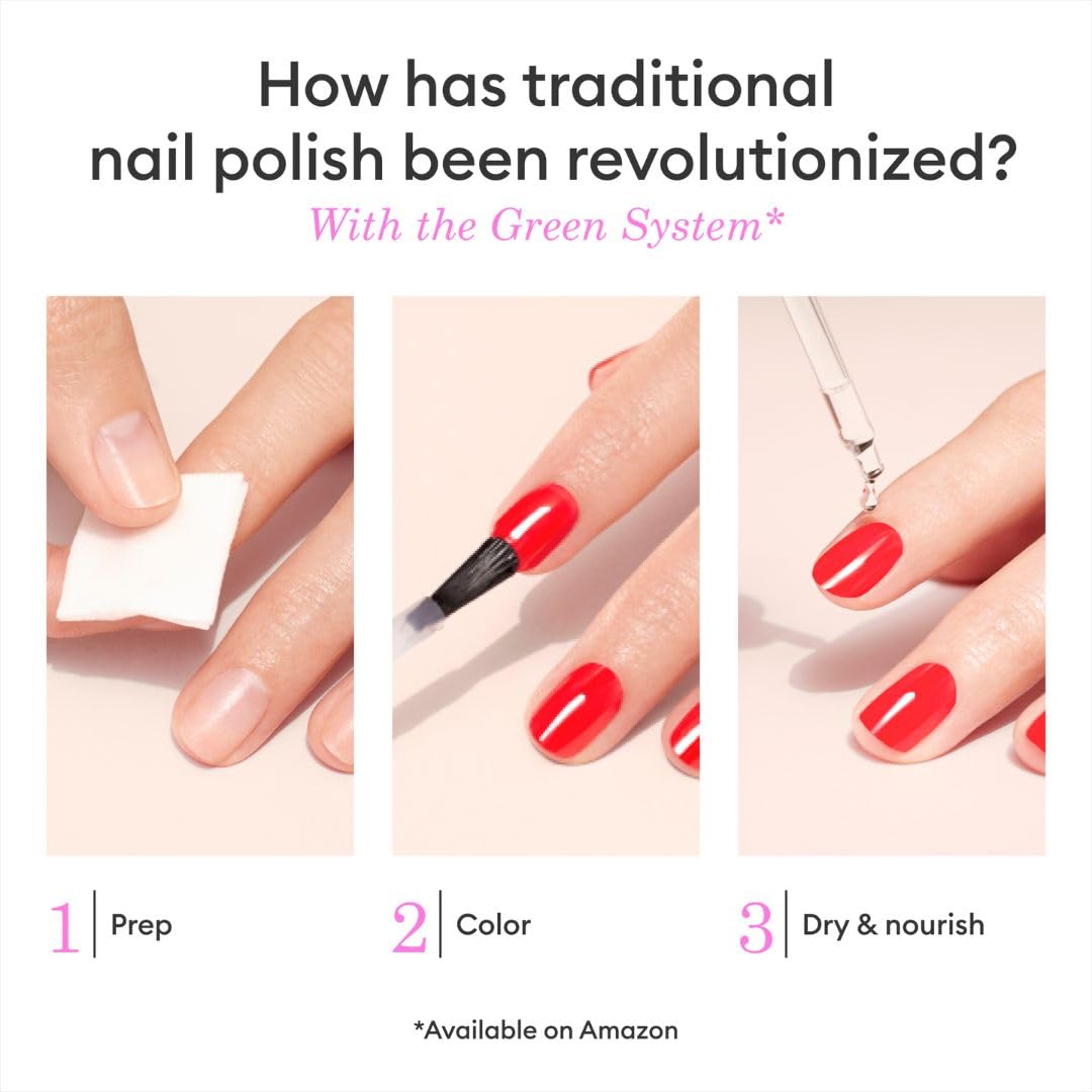 Polish air-dries naturally without a lamp for convenience.
