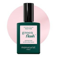 Manucurist Green Flash milky pink bottle shows rich color and lasting shine.