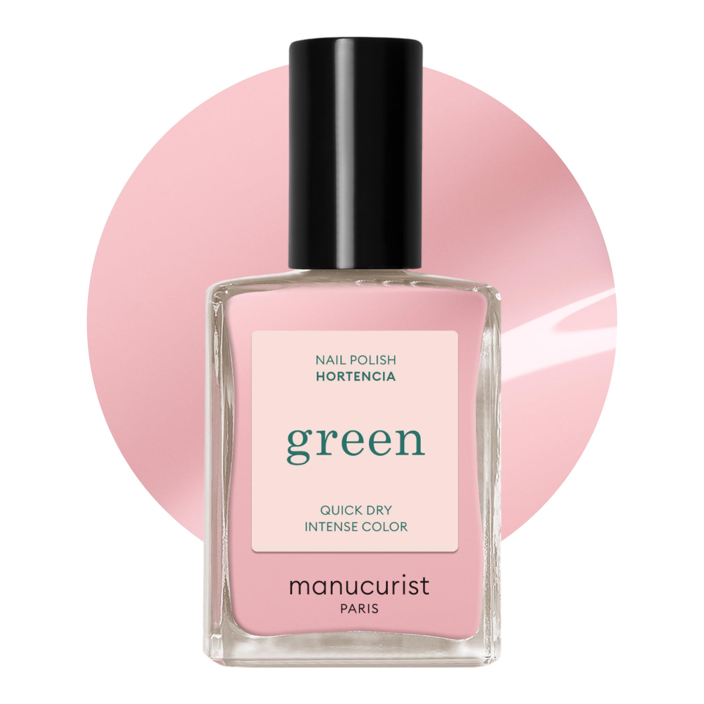 Manucurist Hortencia bottle front in sheer pink for natural-looking nails.