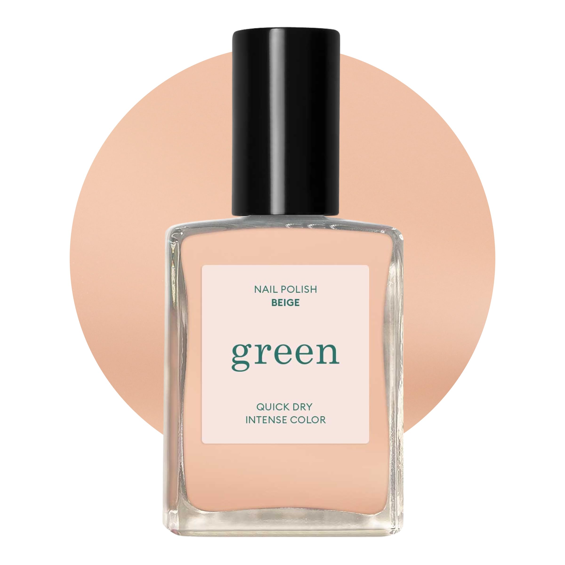 Manucurist Green Beige bottle front showing clean plant-based polish for everyday wear