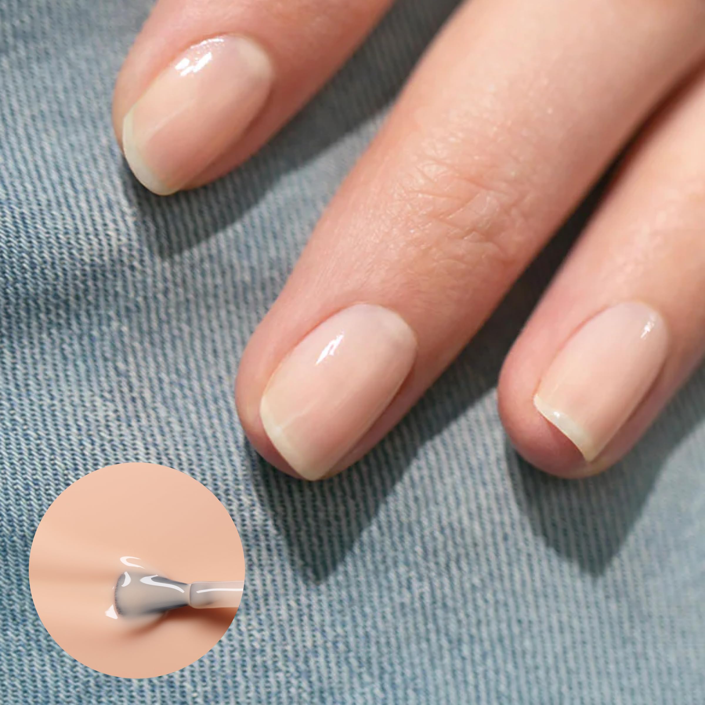 Manucurist Green Beige nail swatch on a nail for a beige nude look