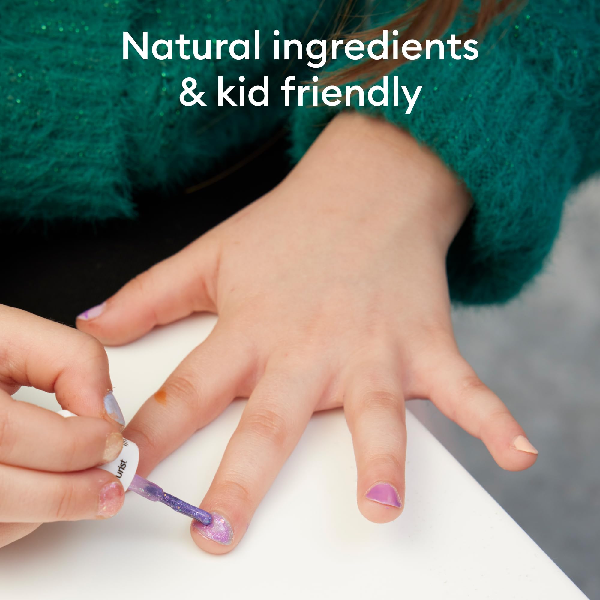 Manucurist Kids Nail Polish Set bottle application close-up—easy brush for tiny hands.