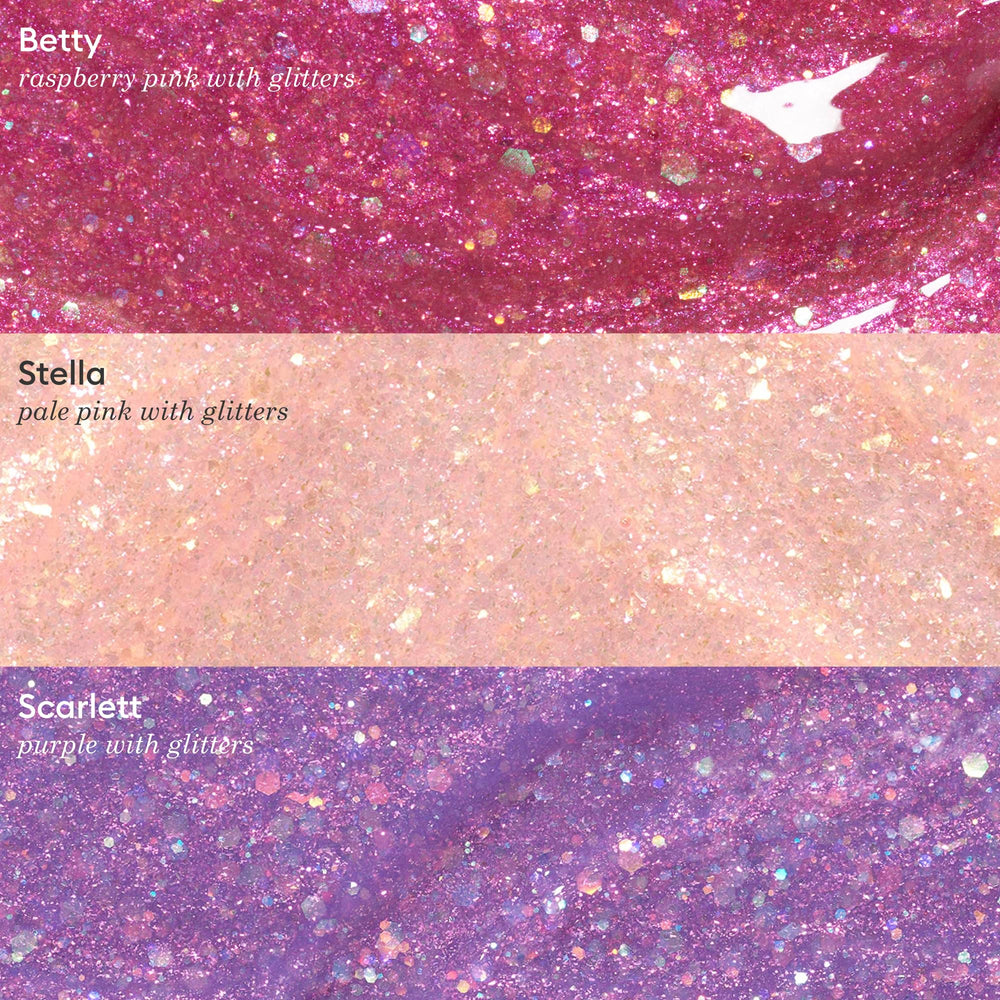 Manucurist Kids Nail Polish Set Stella glitter pale pink bottle—gentle formula that cleans off easily.