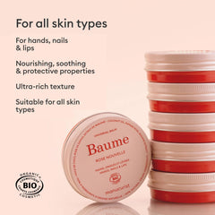 Manucurist Organic Hand Balm used on lips for lasting moisture and softness