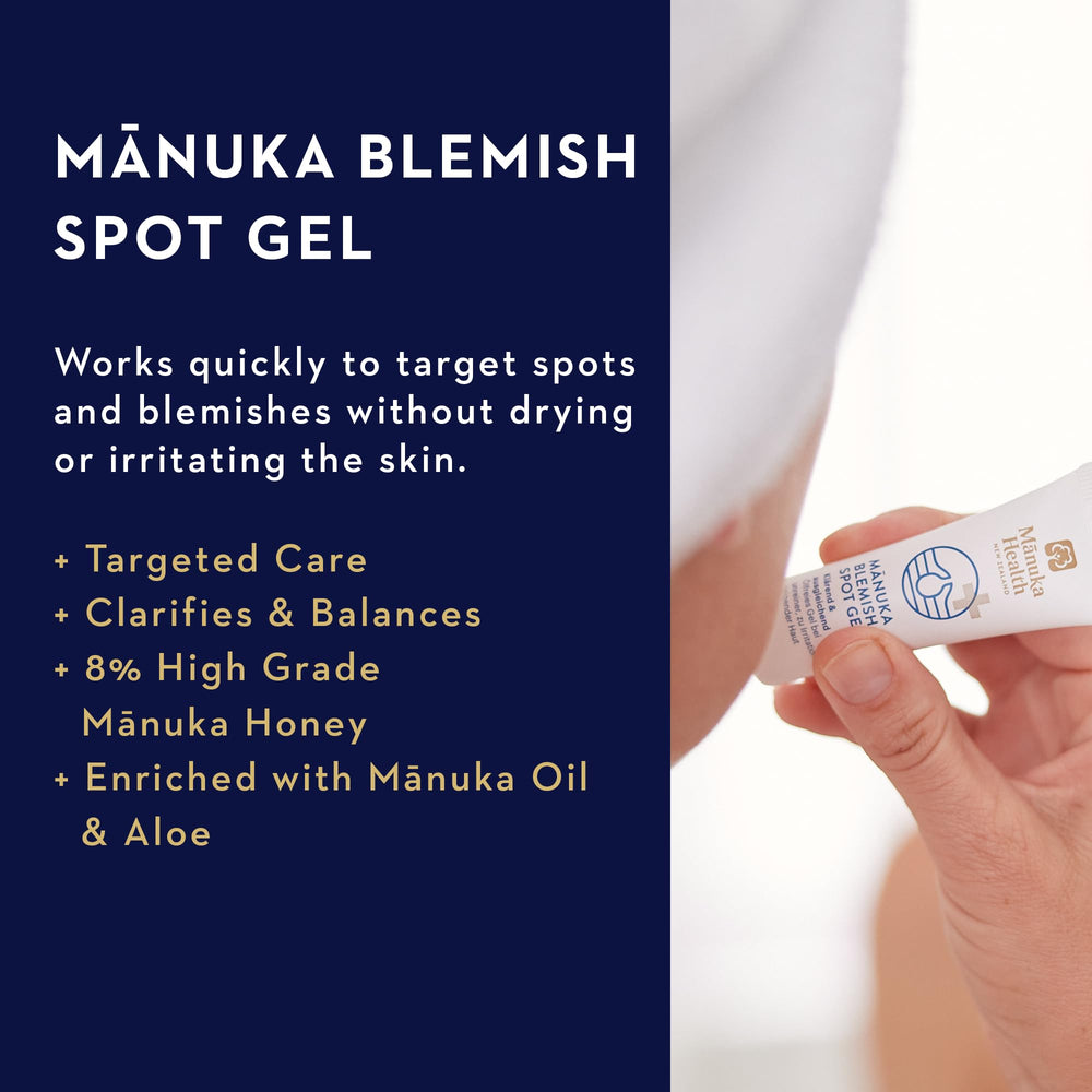 Manuka Health blemish spot gel packaging display