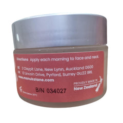 Manuka Lane Day Cream texture on hand showing non-greasy hydration.