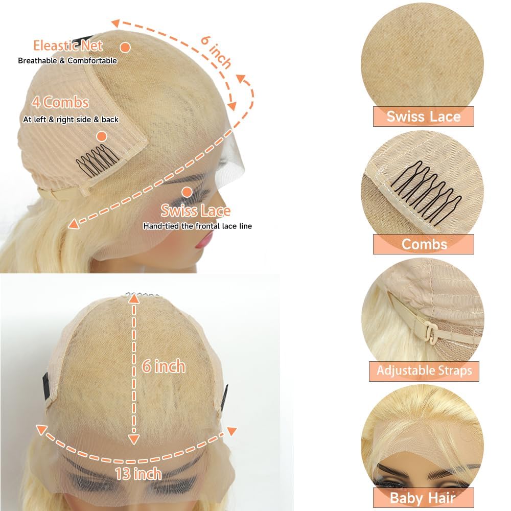Manyisi blonde 613 body wave wig can be dyed and styled for events.