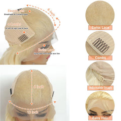 Manyisi blonde 613 body wave wig can be dyed and styled for events.
