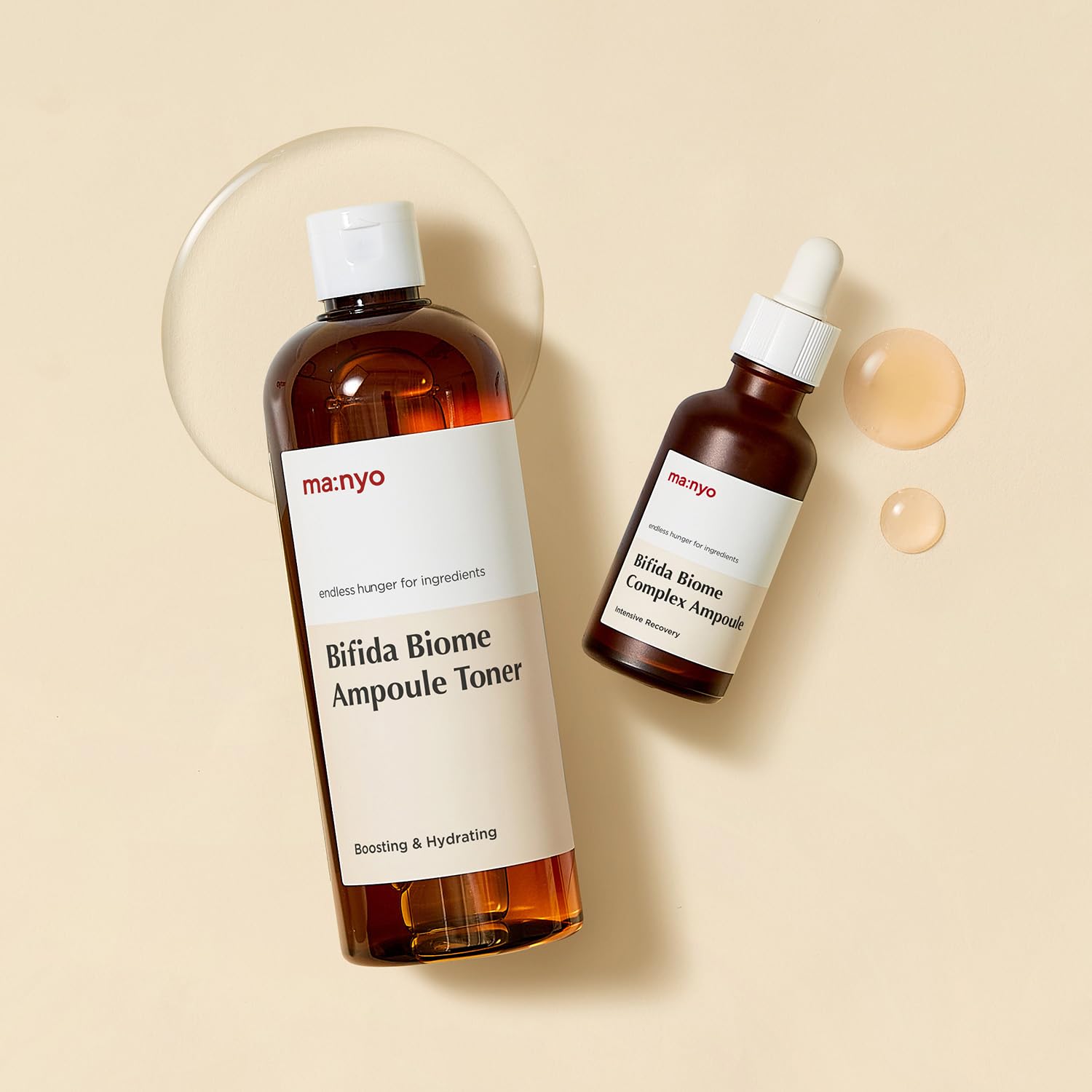 Morning routine shot featuring MANYO ampoule for glow and balance.