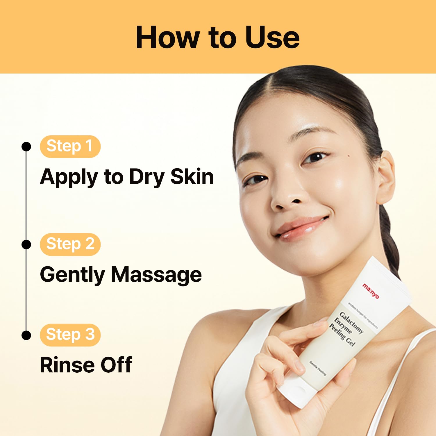 After-use glow shot of skin following MANYO Galactomy Enzyme Peeling Gel treatment.
