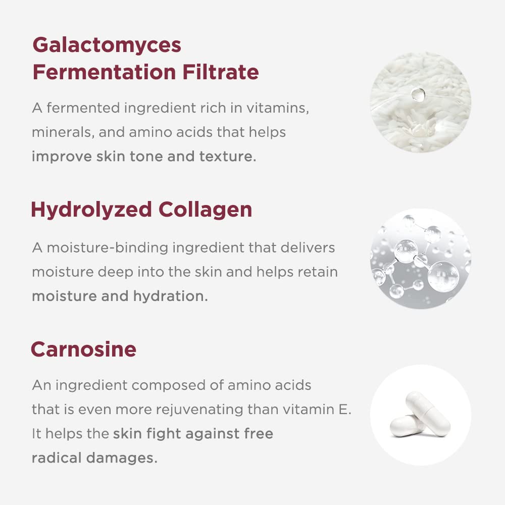 Manyo Galactomy Essence Cream jar graphic emphasizes Galactomyces and Niacinamide.