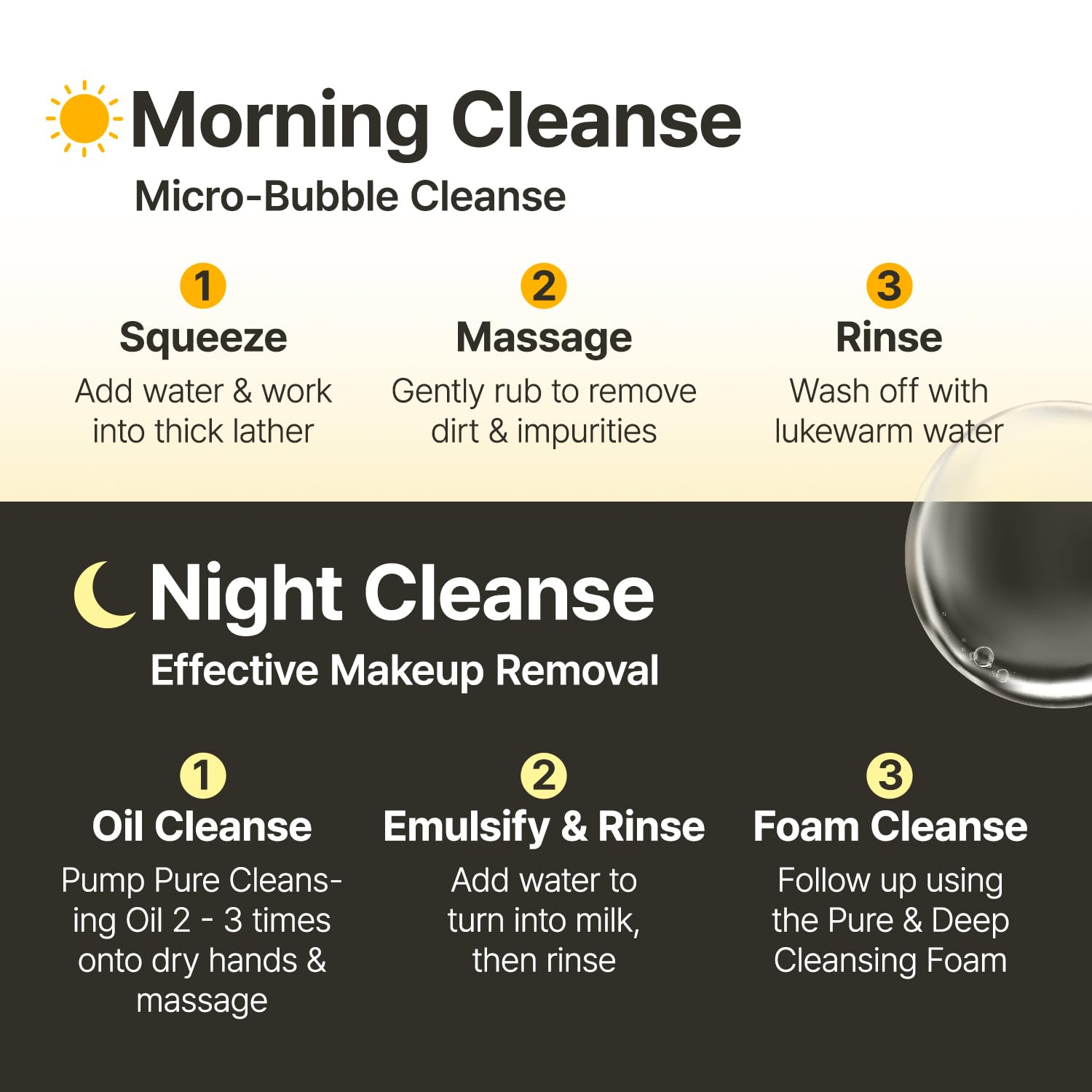 MANYO Pure & Deep Cleansing Foam packaging shows 6.7 oz capacity.