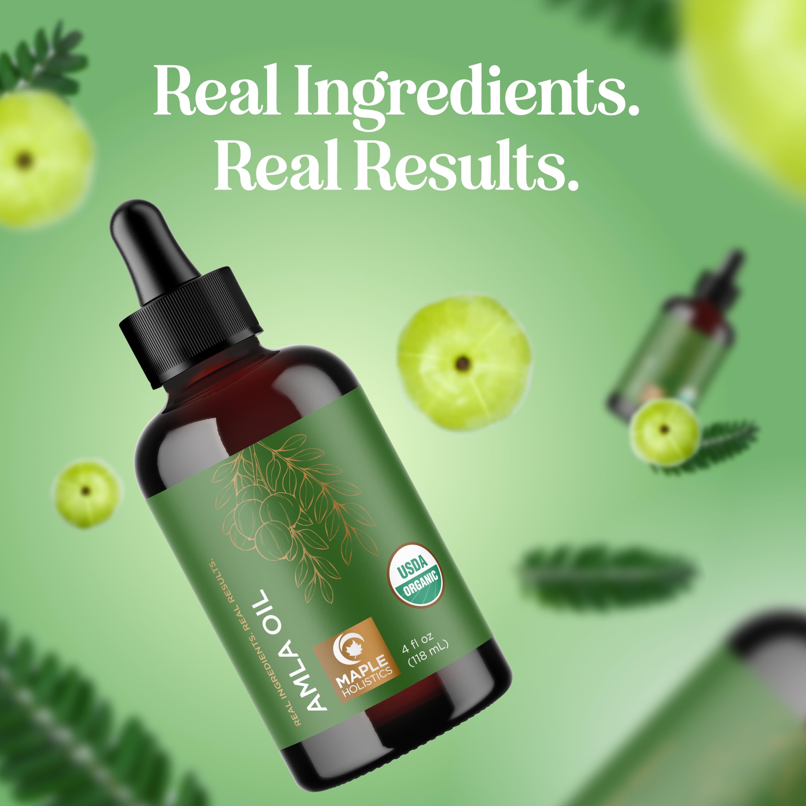 Maple Holistics Amla Oil packaging features eco-friendly design and sustainability.
