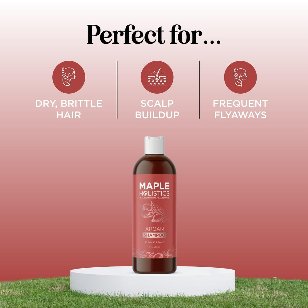 Voluminous, glossy hair resulting from using Maple Holistics shampoo