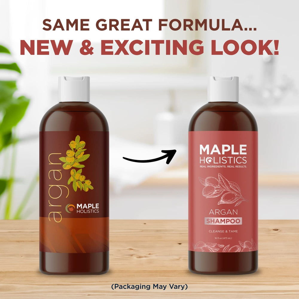 Maple Holistics Argan Oil Shampoo ingredients blend highlighting hydrating oils.