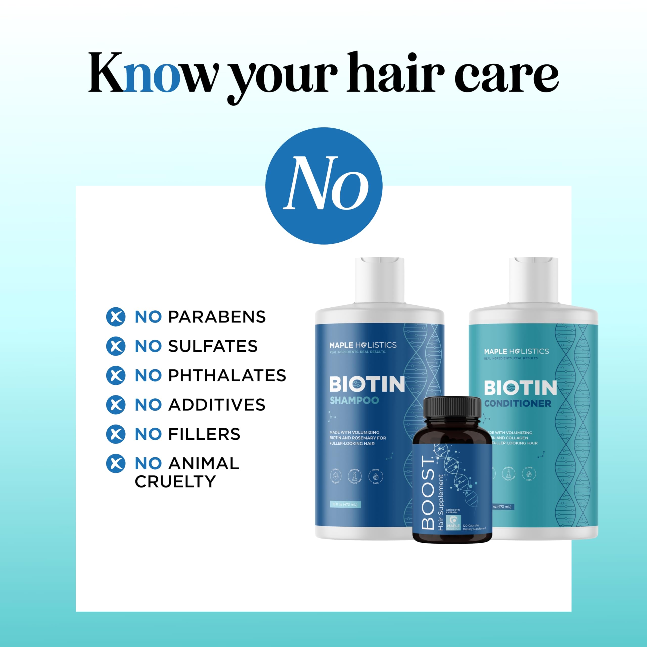 Maple Holistics Biotin Conditioner bottle pour for smoother, softer strands
